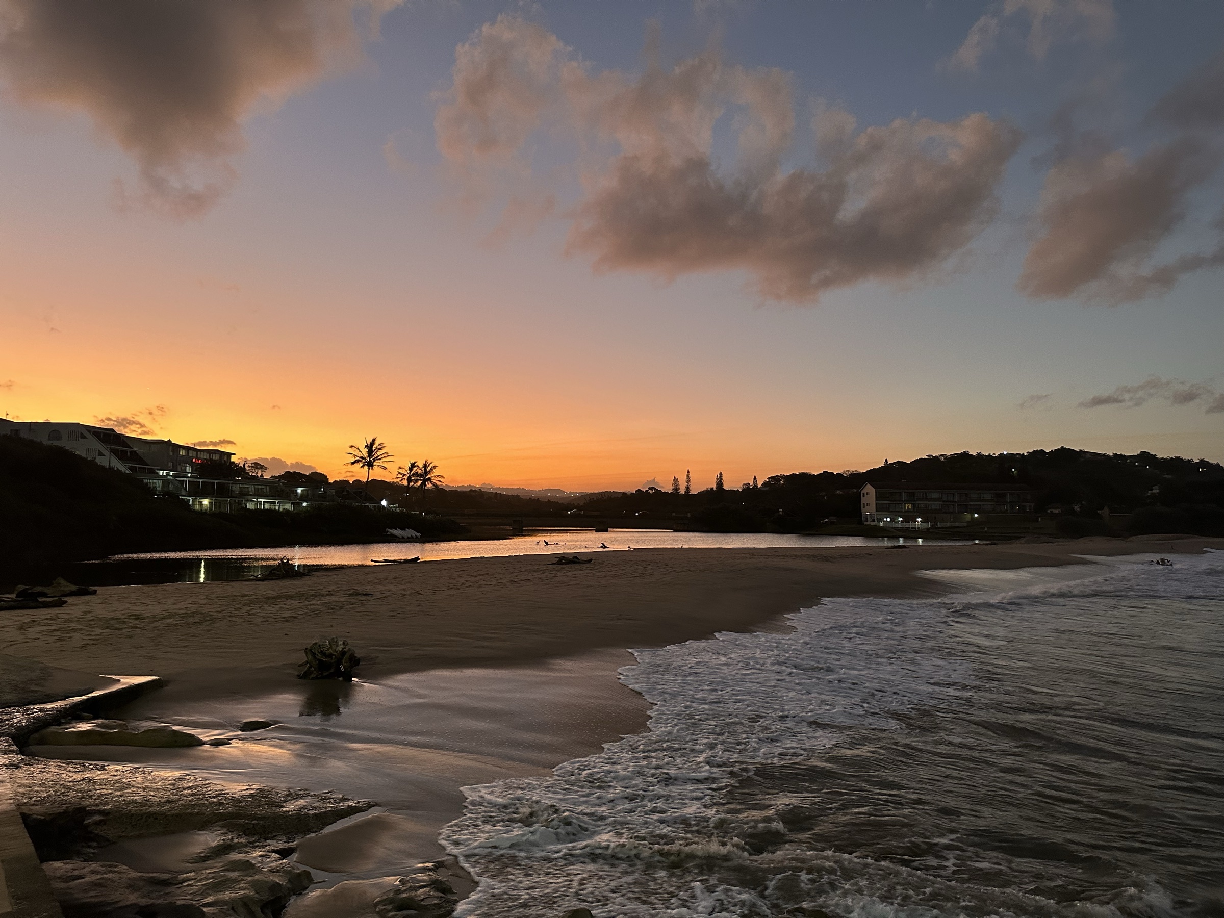 Indian Ocean coastline at dusk